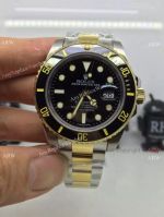 Swiss Rolex Submariner Black Face Watch 2-Tone Black Ceramic 40mm